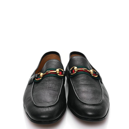 Gucci Calfskin Web Mens Horsebit Loafers 8.5 Black 2 of 9