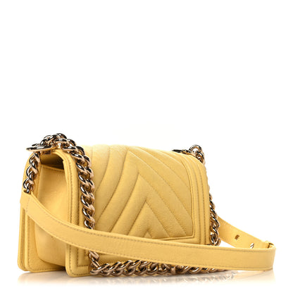 Chanel Caviar Chevron Quilted Small Boy Flap Yellow 3 of 10
