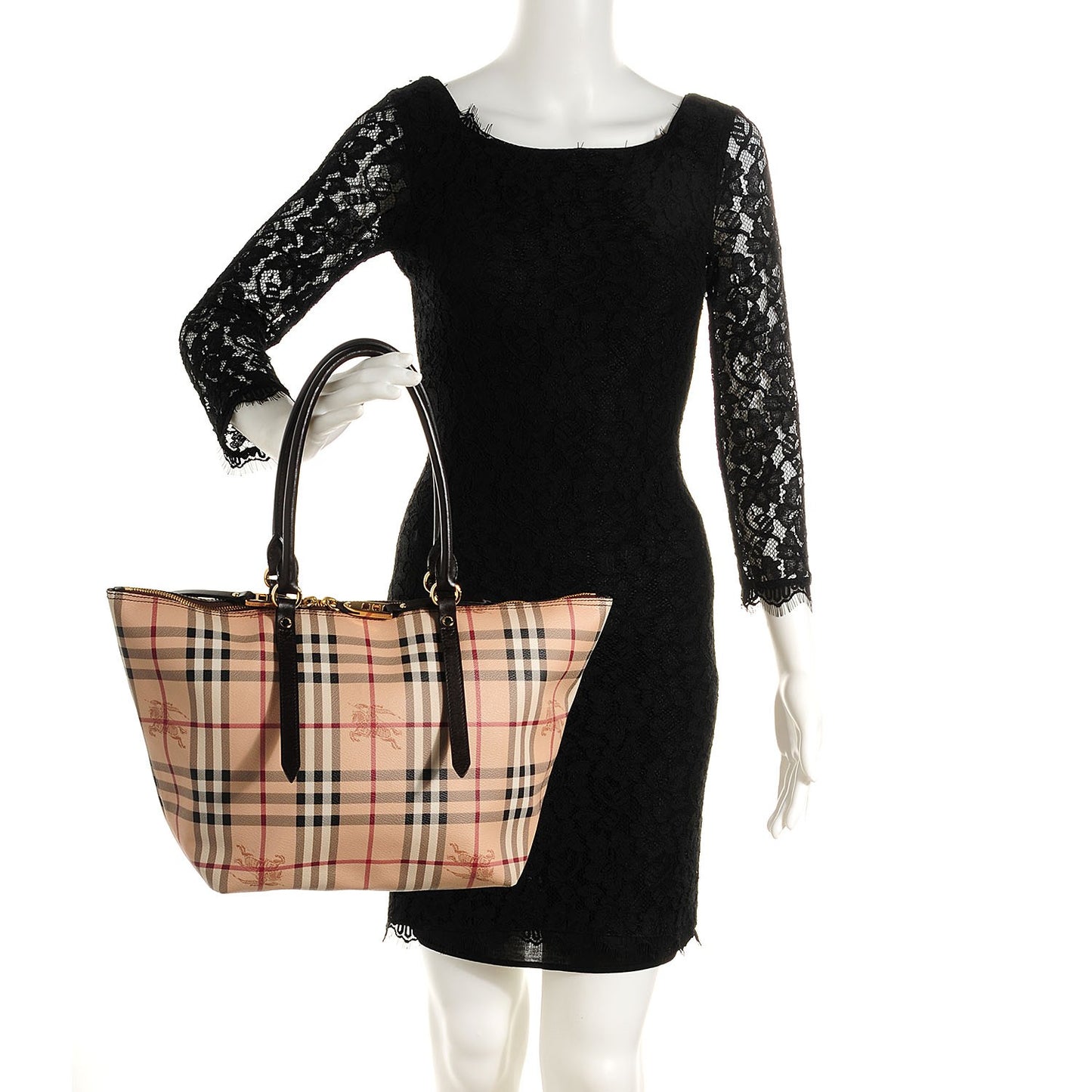 Haymarket Check Small Zip Tote Chocolate