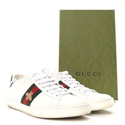 Gucci Calfskin Ayers Bee Embroidered Womens Ace Sneakers 39.5 White Red Flame Green 9 of 9