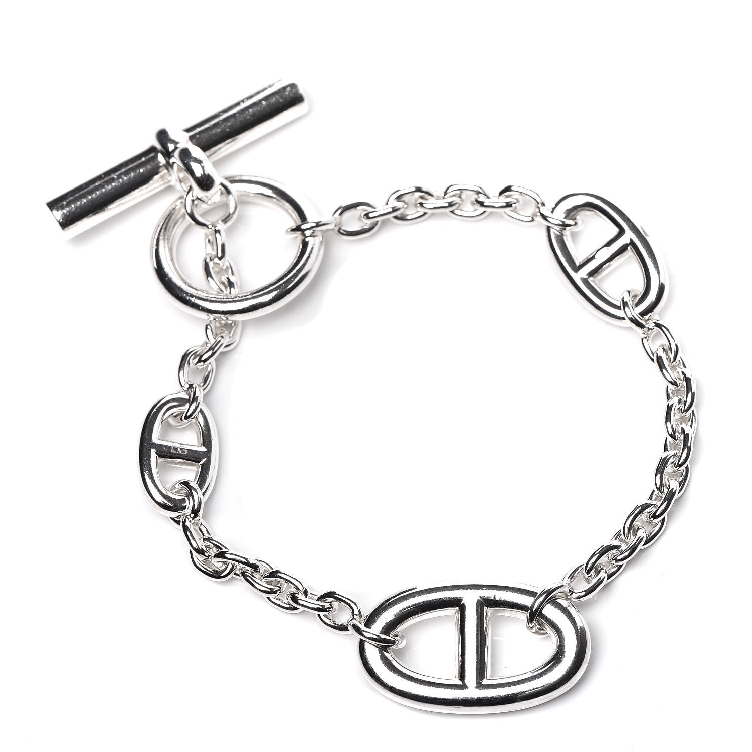 Hermes Sterling Silver Farandole Bracelet LG 1 of 5