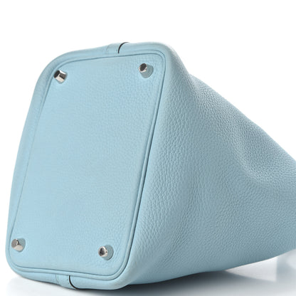 Hermes Taurillon Clemence Picotin Lock 18 PM Bleu Atoll 7 of 16