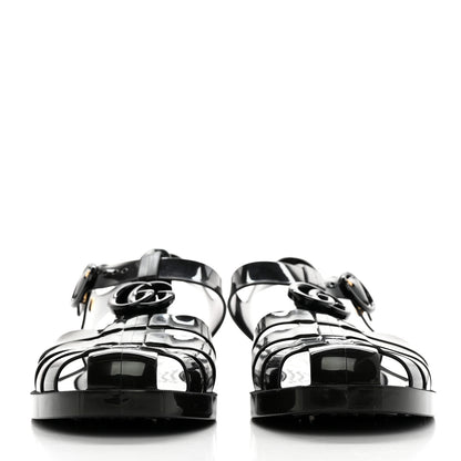 Gucci Shiny Rubber Mens Double G Buckle Strap Sandals 10 Black 2 of 9