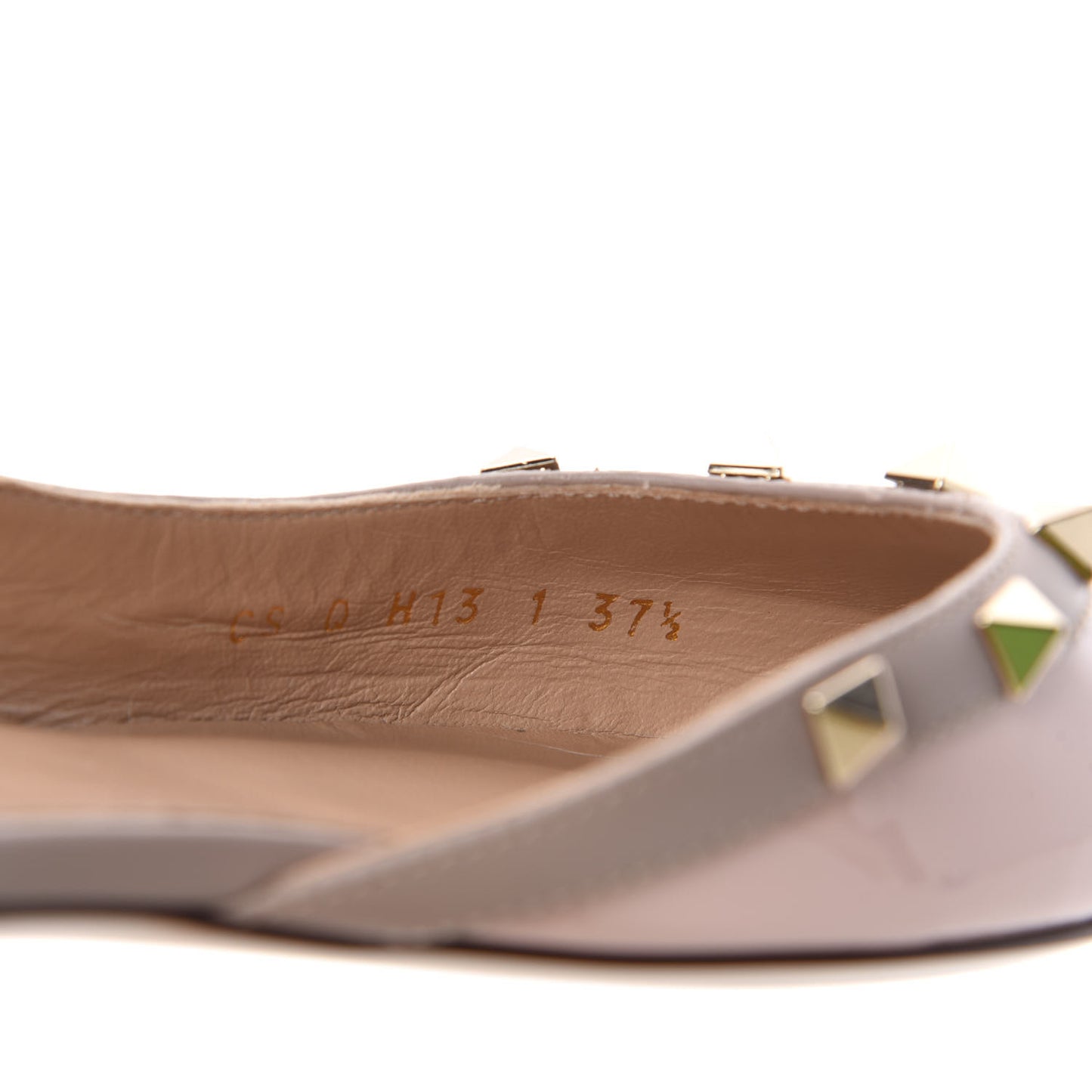 Patent Rockstud Slingback Flats 37.5 Water Rose Poudre