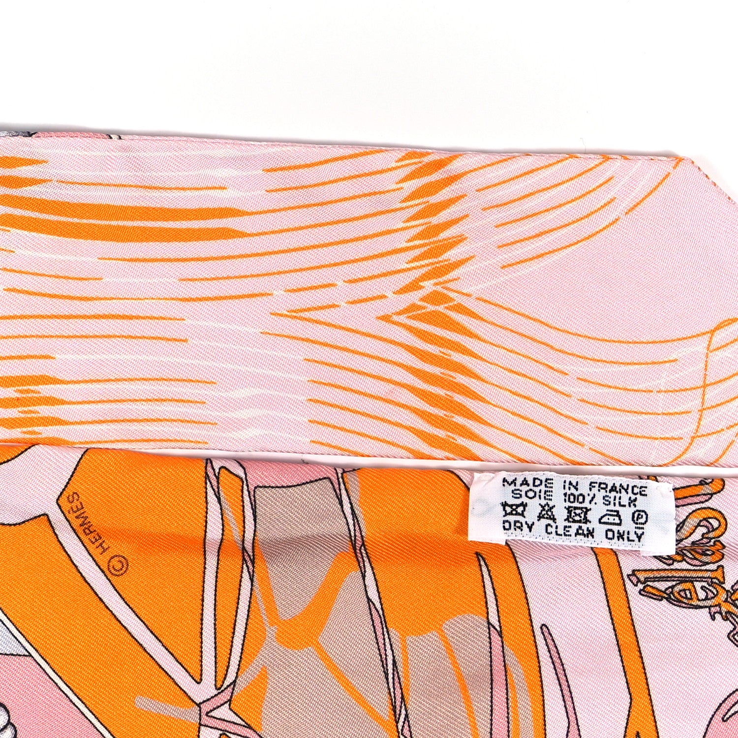 Hermes Silk Caleche Mors Et Bouteilles Twilly Rose Jaune Gris 3 of 3