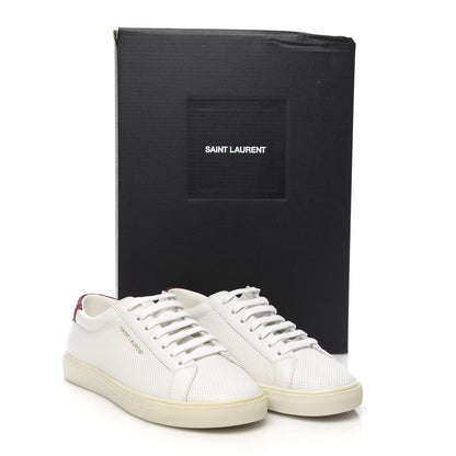 Saint Laurent Perforated Calfskin Glitter Andy Low Top Sneakers 37 White Red 9 of 9