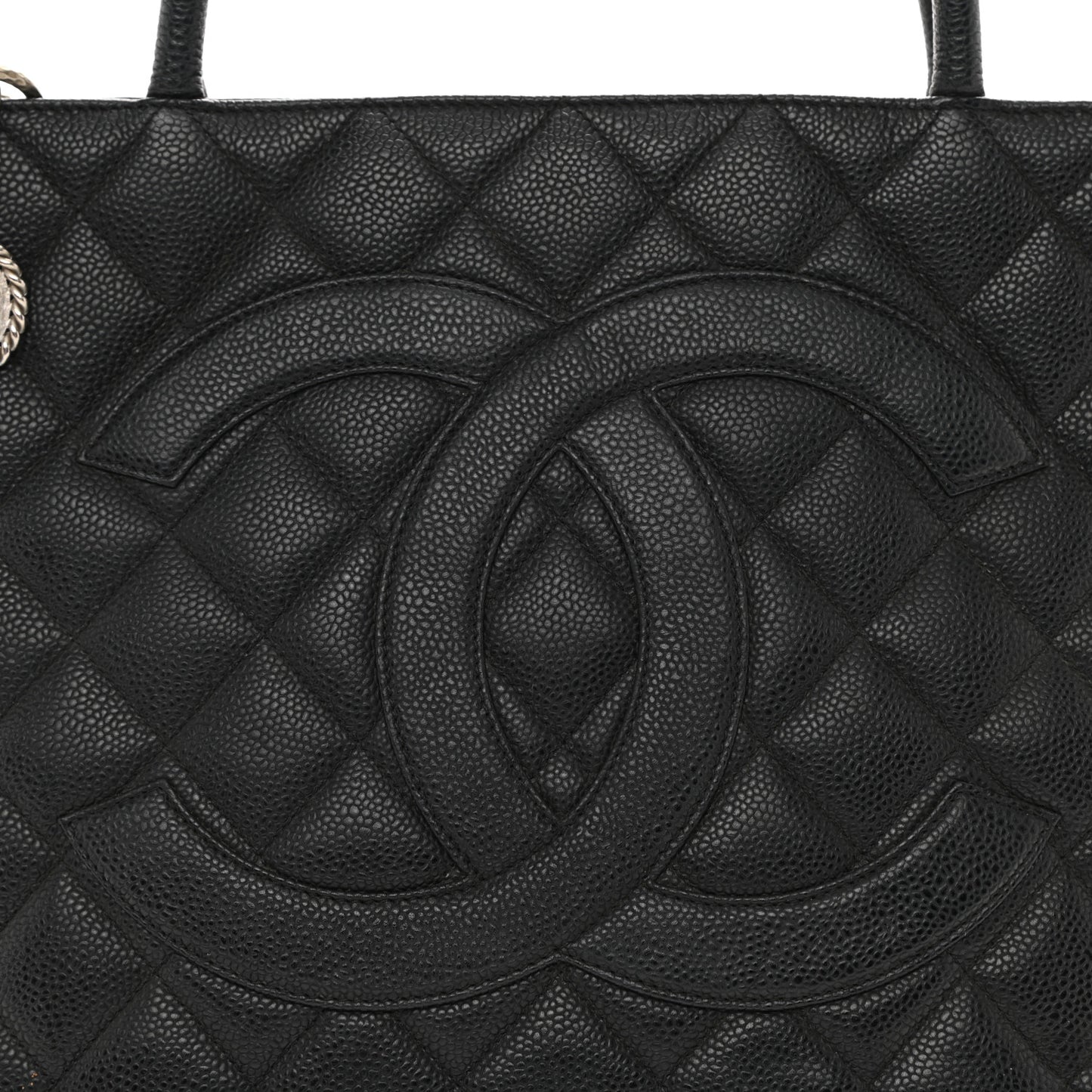 Caviar Quilted Medallion Tote Black