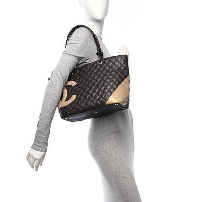 Chanel Calfskin Quilted Large Cambon Tote Brown Beige 2 of 10