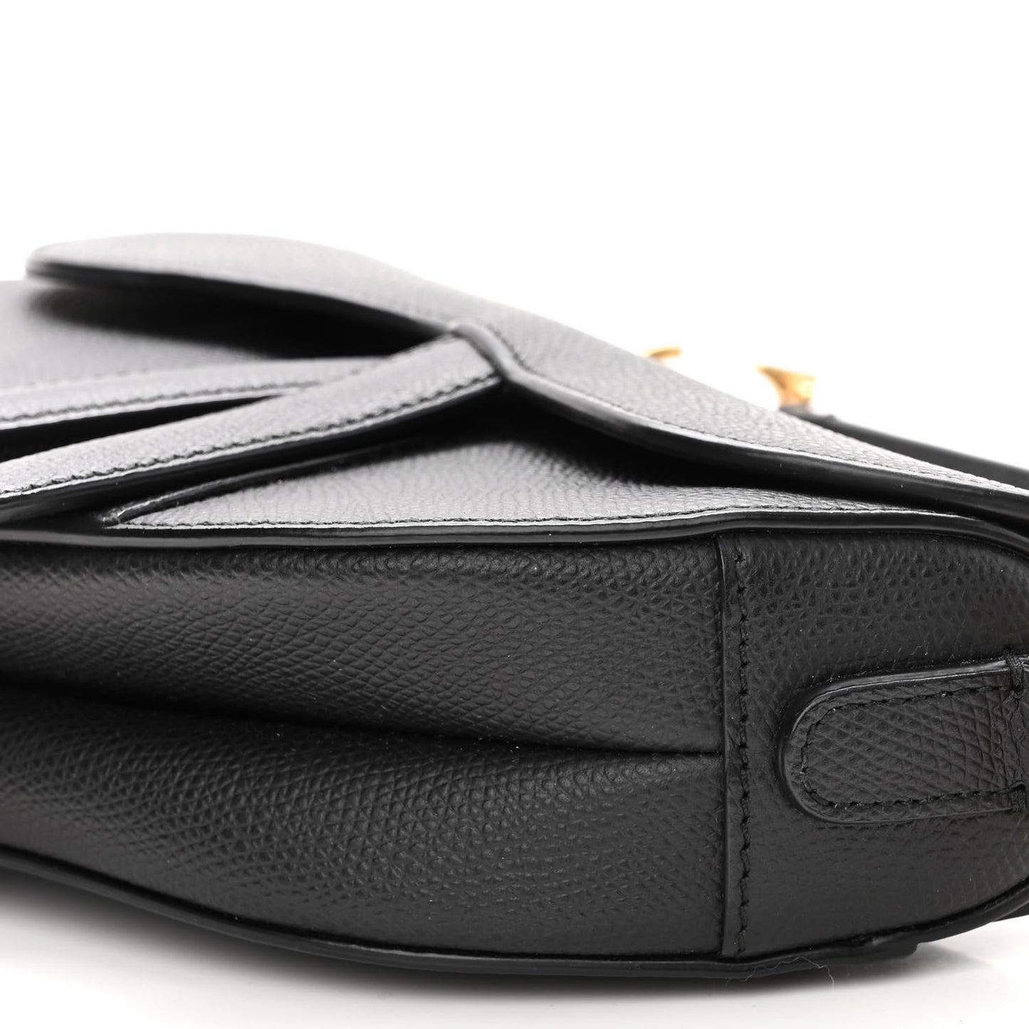 Grained Calfskin Mini Saddle Bag Black