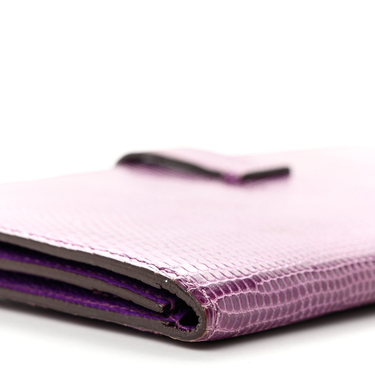 Hermes Lizard Bearn Gusset Wallet Violet 9 of 9
