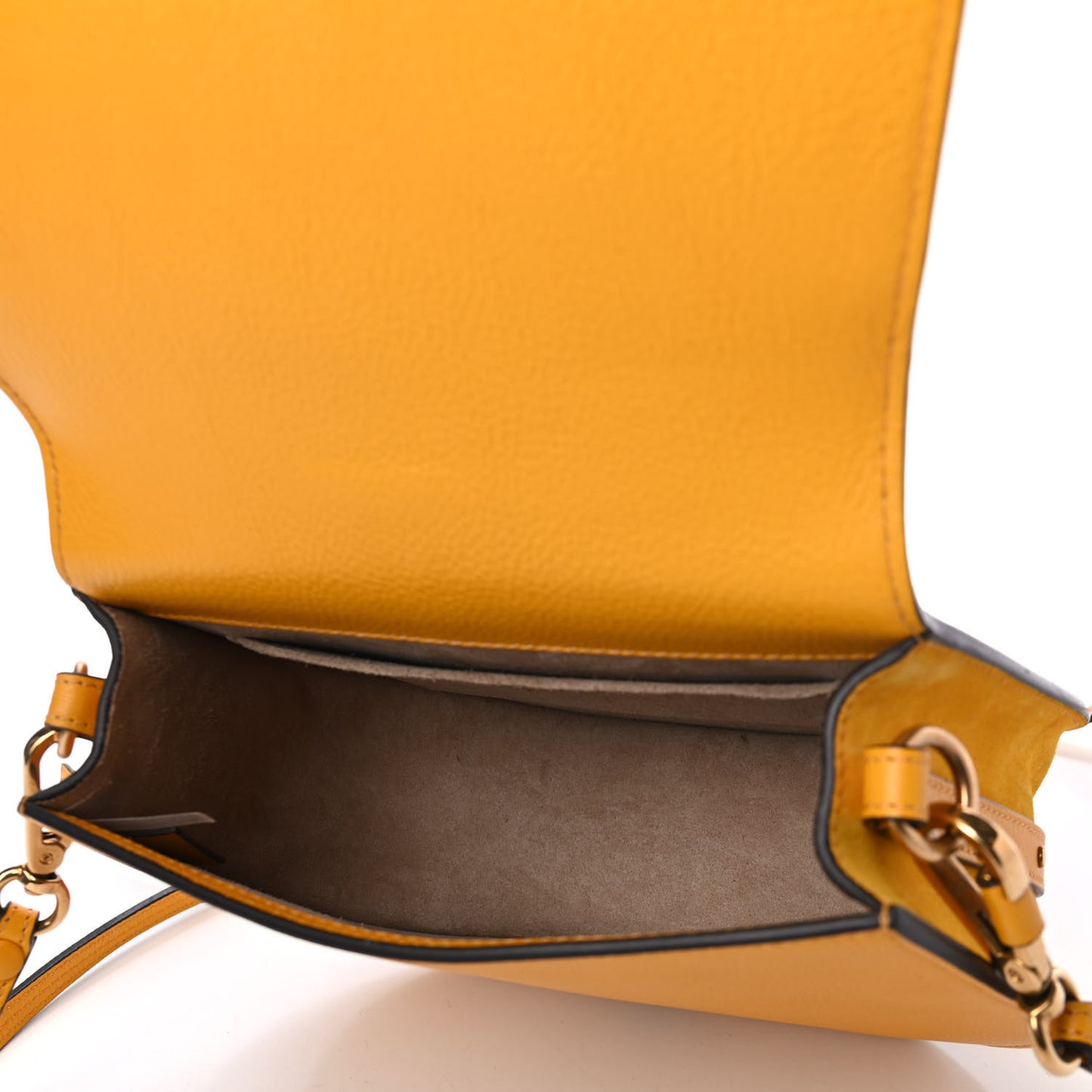 Calfskin Suede Medium Nile Bracelet Bag Dark Ochre