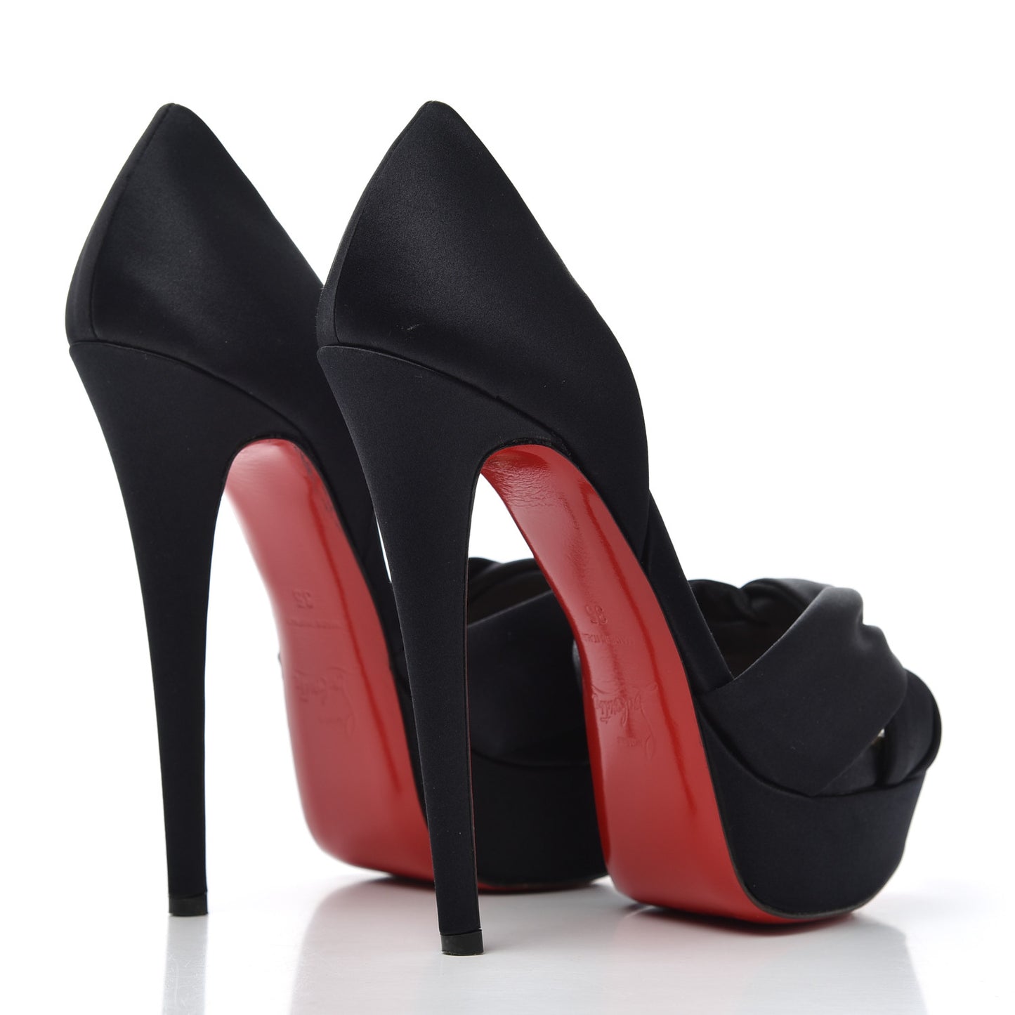 Satin Volpi Peep Toe 150 Platform Sandals 35 Black