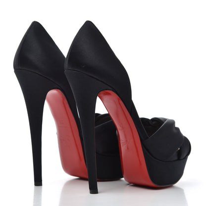 Christian Louboutin Satin Volpi Peep Toe 150 Platform Sandals 35 Black 4 of 15