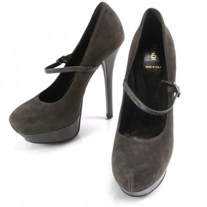 Fendi Suede Crocodile Platform Mary Janes 39 Gray 1 of 6