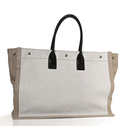 Saint Laurent Linen Calfskin Rive Gauche Tote Optic White 3 of 10