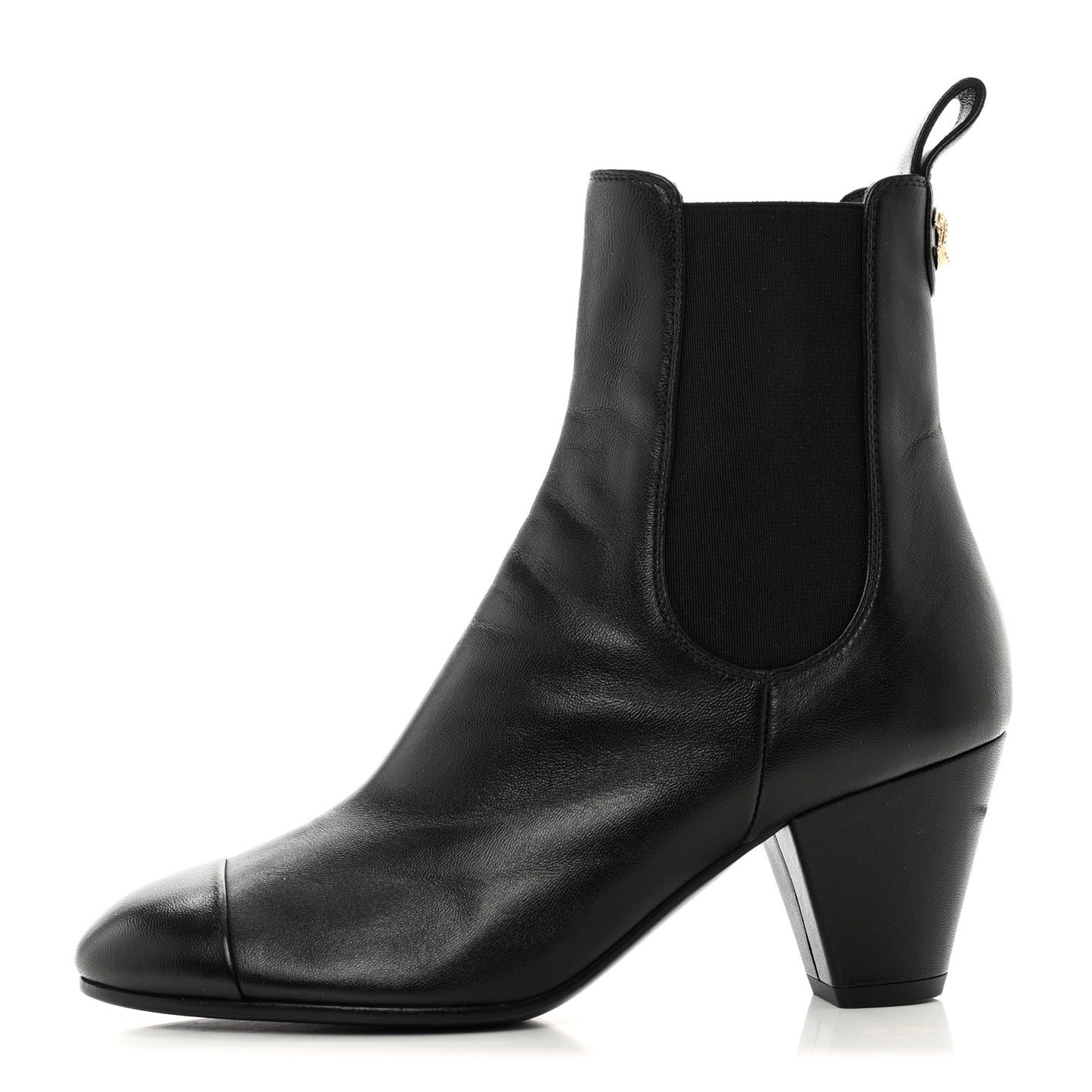 Lambskin Cap Toe CC Short Ankle Boots 36.5 Black