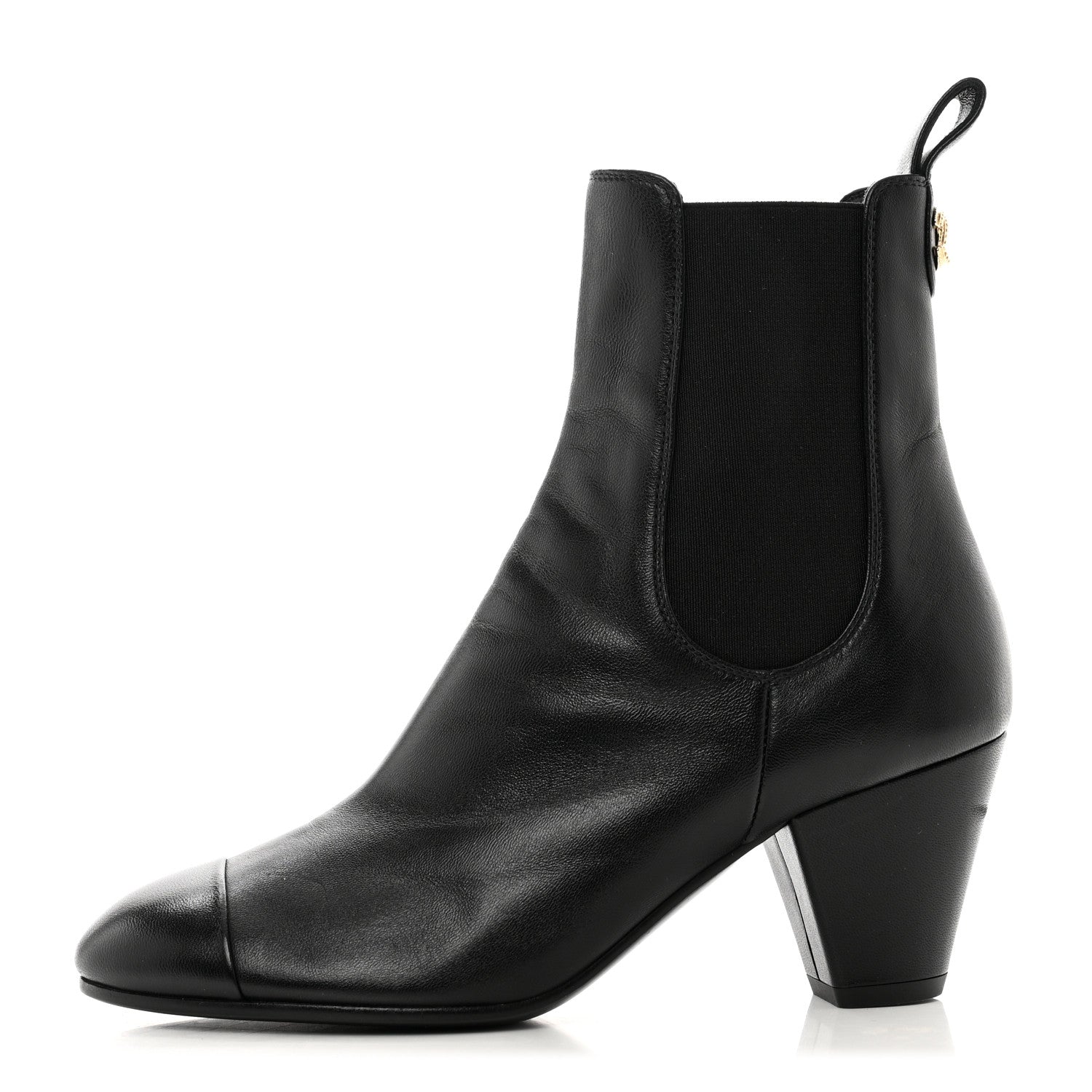 Chanel Lambskin Cap Toe CC Short Ankle Boots 36.5 Black 1 of 7