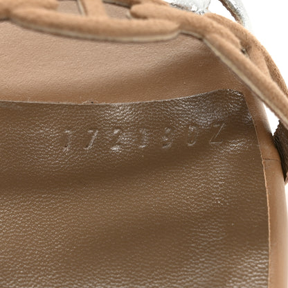 Hermes Metallic Nappa Suede Chaine d'Ancre Nude Sandals 36 Beige Sable Gris Argente 9 of 10