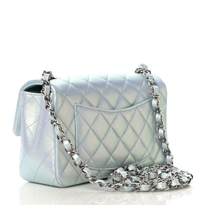 Chanel Iridescent Calfskin Quilted Mini Rectangular Flap Light Blue 3 of 11