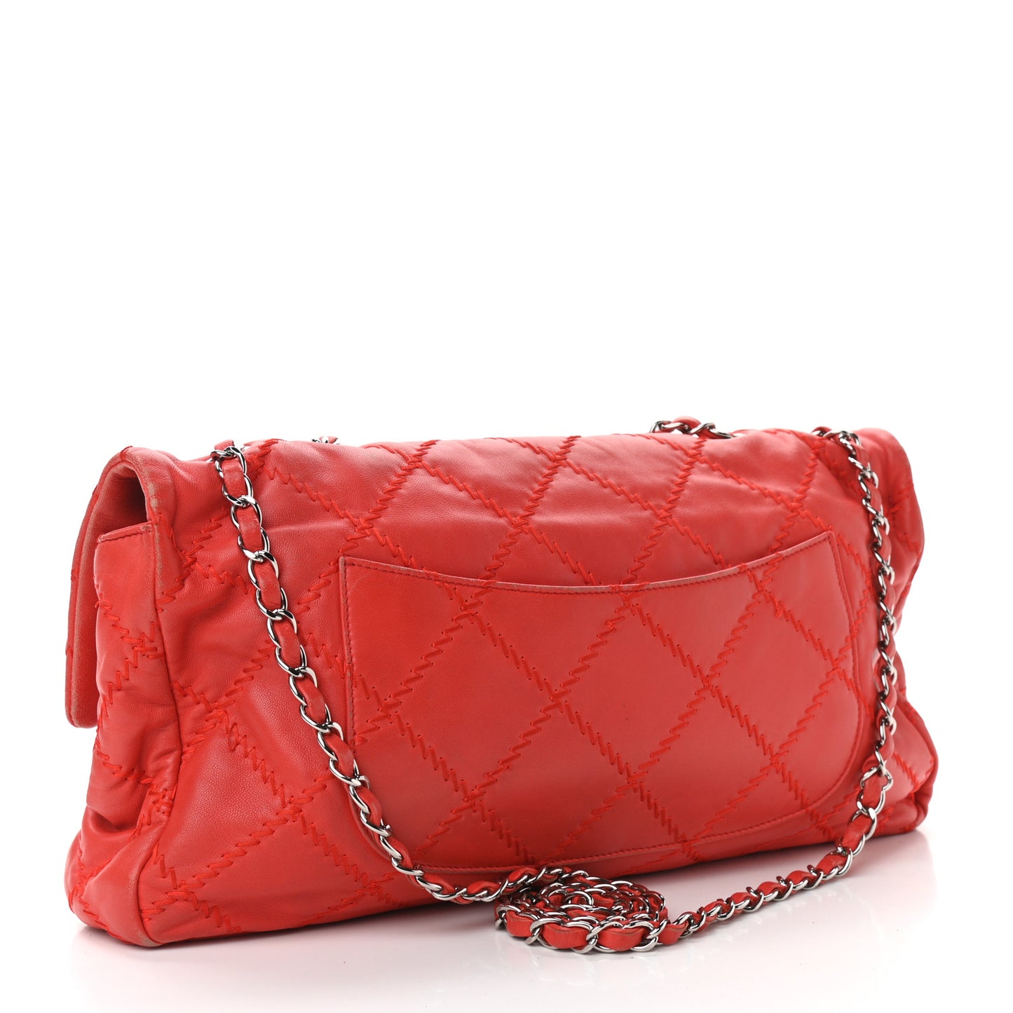 Lambskin Ultimate Stitch Maxi Flap Red