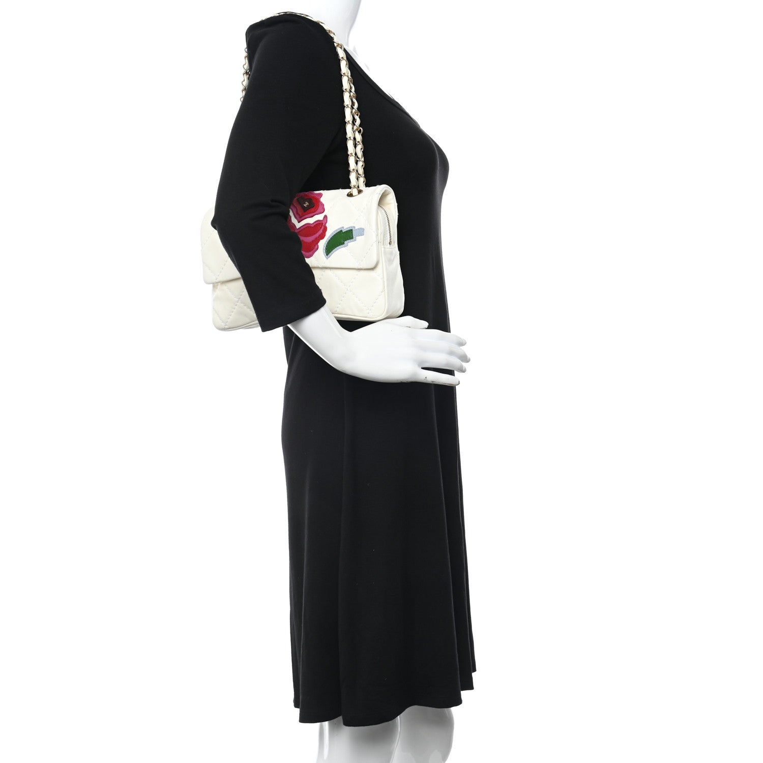Chanel Lambskin Quilted Flower Patch Single Flap White 2 of 9