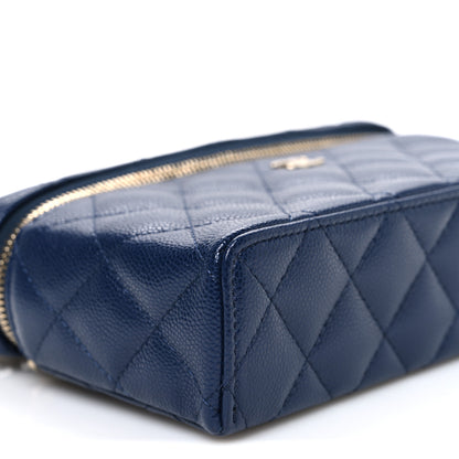 Chanel Caviar Quilted Top Handle Slim Vanity With Chain Navy 9 of 11
