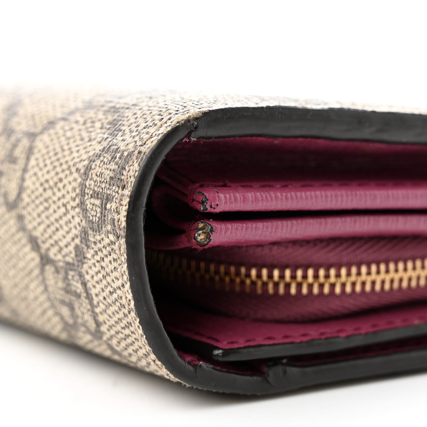 GG Supreme Monogram GG Pierce Chain Clutch Wallet Pink