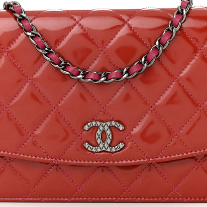 Chanel Patent Quilted Brilliant Wallet On Chain WOC Red 9 of 11