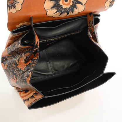 Valentino Garavani Calfskin Floral Print Mime Single Handle Bag Brown 7 of 8