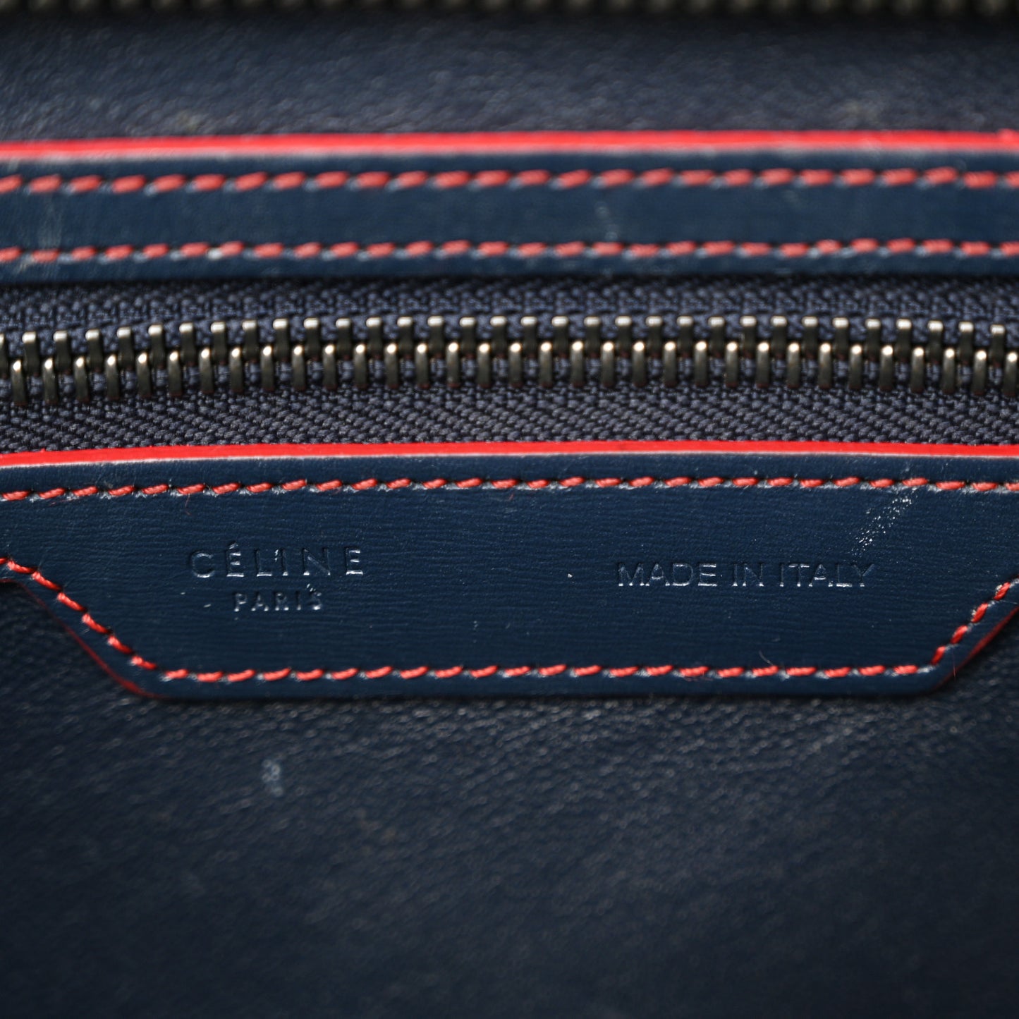 Satin Debossed Calfskin Mini Luggage Navy Blue