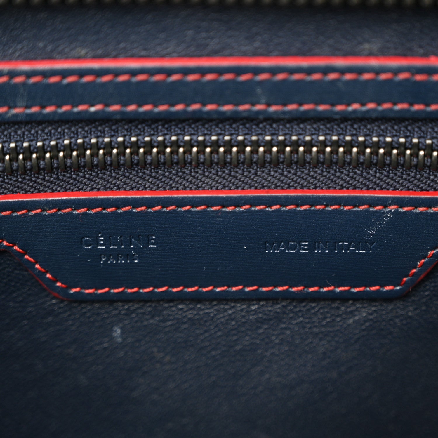 Celine Satin Debossed Calfskin Mini Luggage Navy Blue 6 of 21