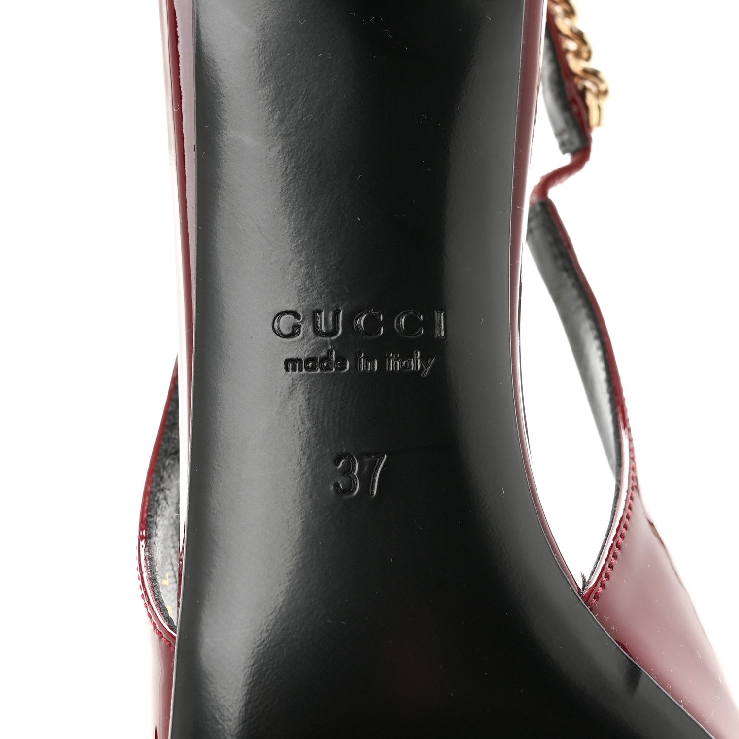 Gucci Vernice Crystal Nappa Charlotte Signoria 45mm Slingback Pumps 37 Rosso Ancora 8 of 10