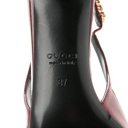 Gucci Vernice Crystal Nappa Charlotte Signoria 45mm Slingback Pumps 37 Rosso Ancora 8 of 10