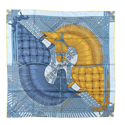 Hermes Silk Masan & Masan Scarf 90 Bleu Ciel Mordore 1 of 3
