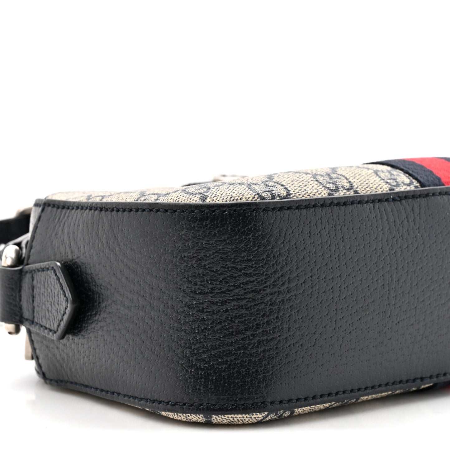 GG Supreme Monogram Textured Dollar Calfskin Web Small Ophidia Camera Bag Beige Blue
