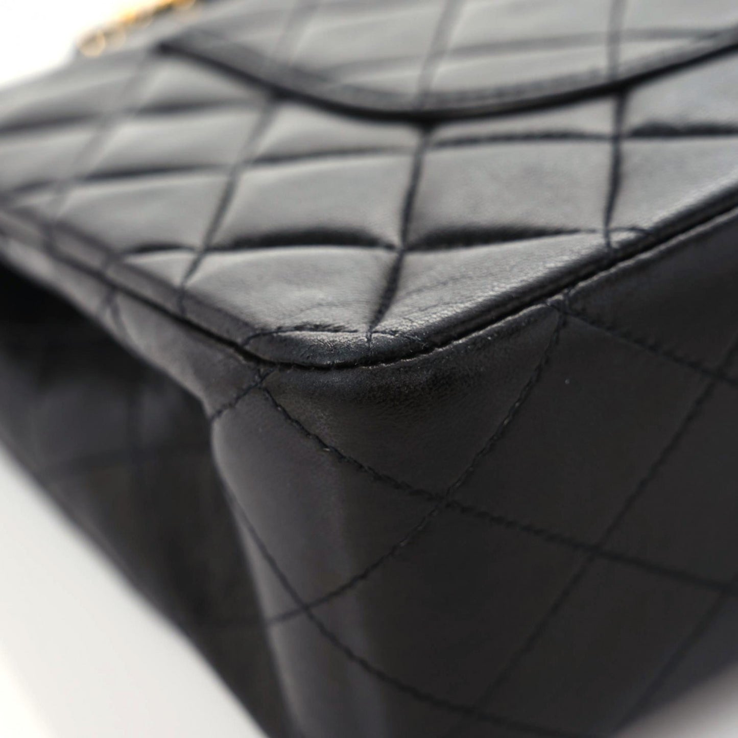 Lambskin Quilted Medium Double Flap Black