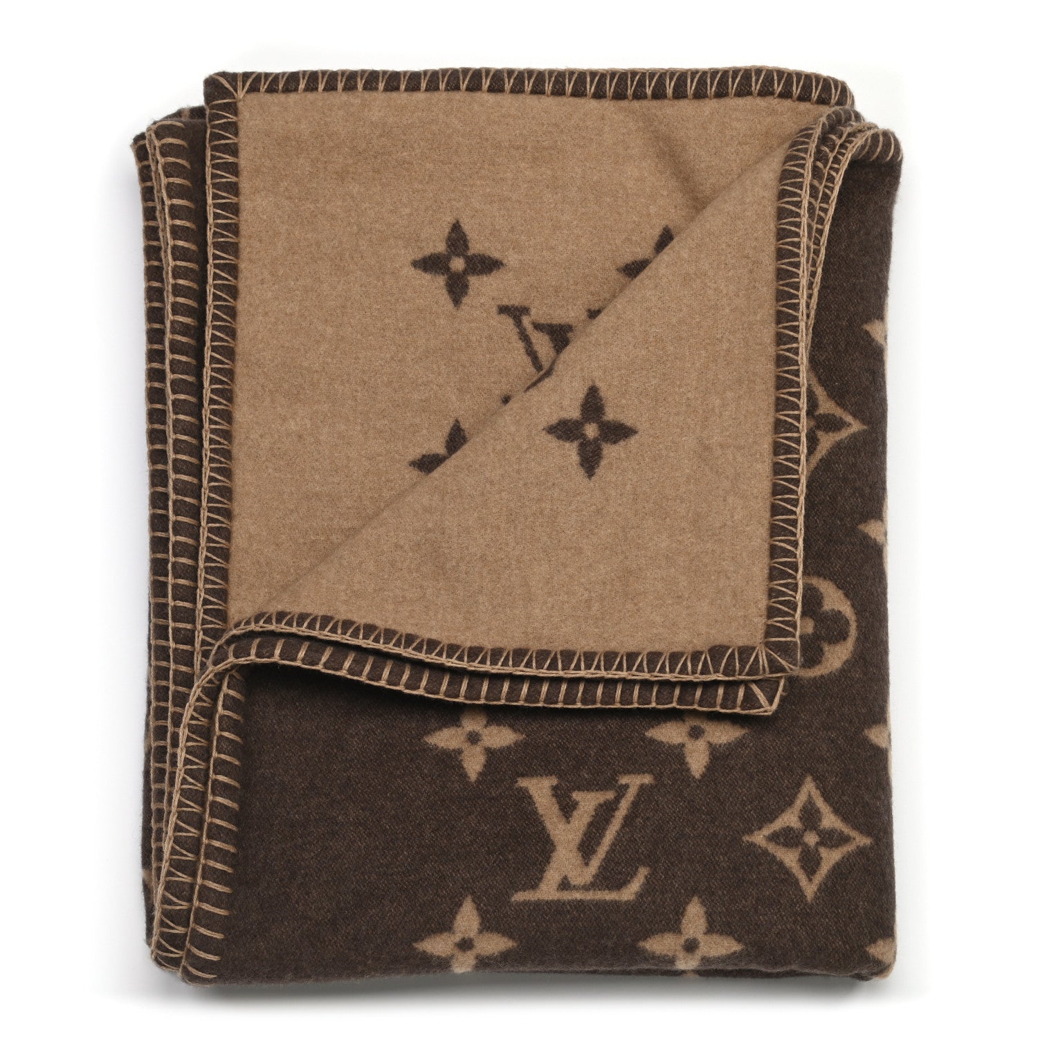Louis Vuitton Wool Cashmere Neo Monogram Blanket Marron 2 of 3