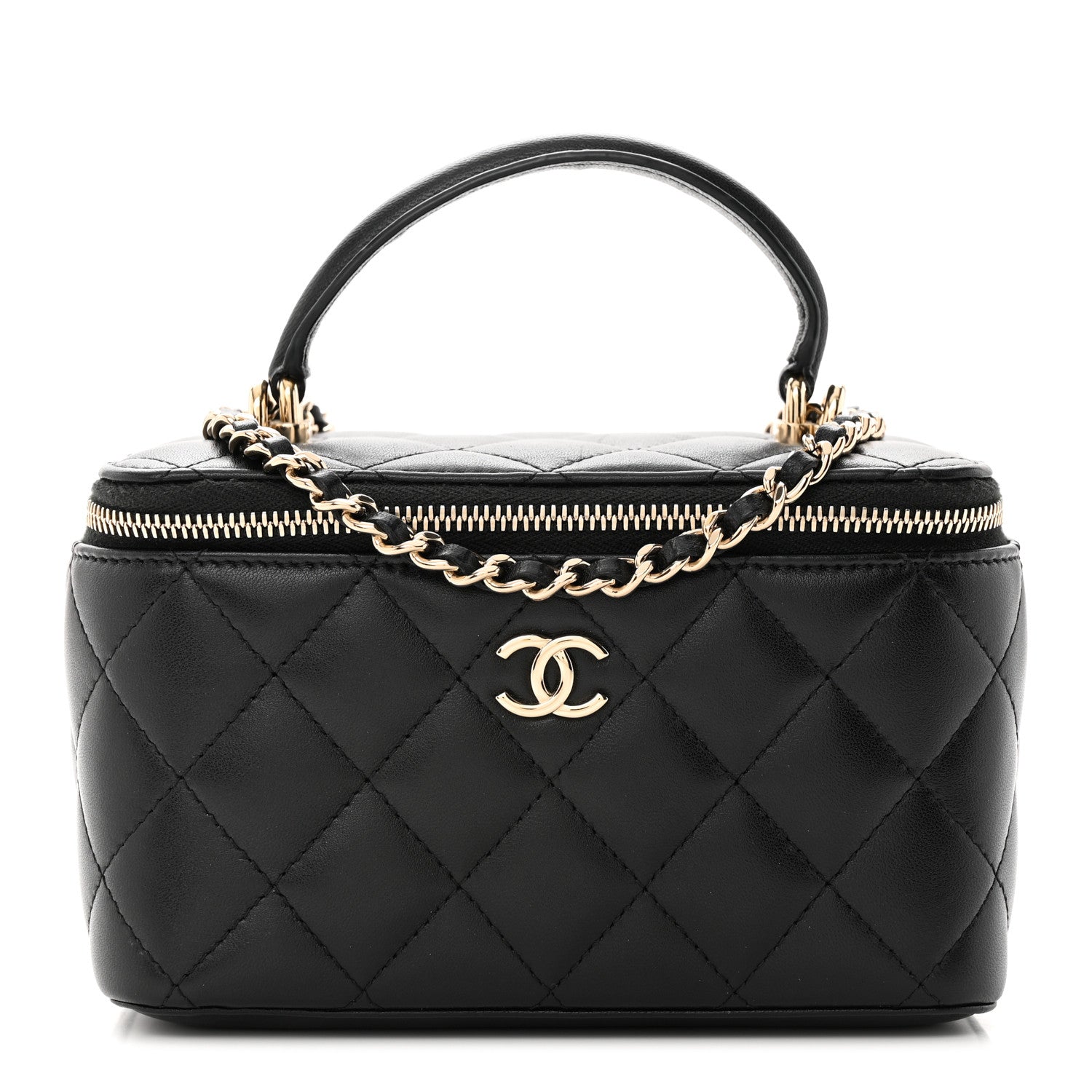 Chanel Lambskin Quilted Small Top Handle Vanity Case With Chain Black 1 of 11