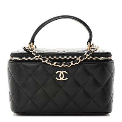 Chanel Lambskin Quilted Small Top Handle Vanity Case With Chain Black 1 of 11