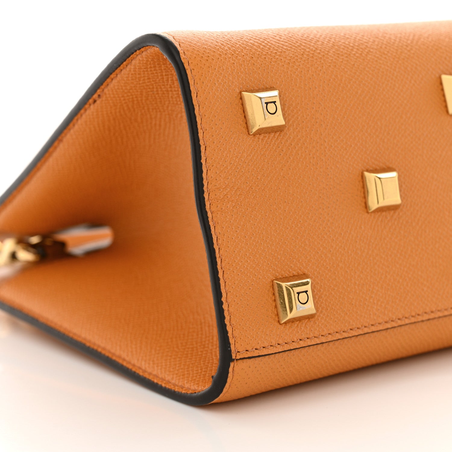 Salvatore Ferragamo Hammered Calfskin Small The Studio Box Bag Olivello 8 of 9