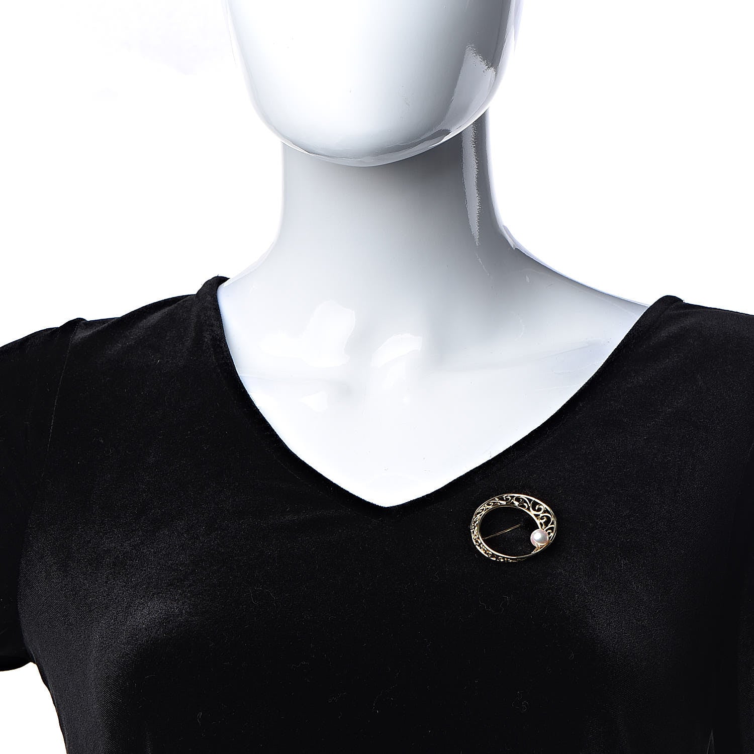 Mikimoto 18K Yellow Gold Akoya Pearl 8mm Round Brooch 2 of 4