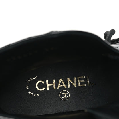 Chanel Shiny Goatskin Calfskin Quilted Lace Up Combat Boots 36 Black 7 of 8