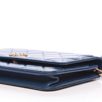 Chanel Goatskin Quilted 19 Wallet On Chain WOC Blue 11 of 14