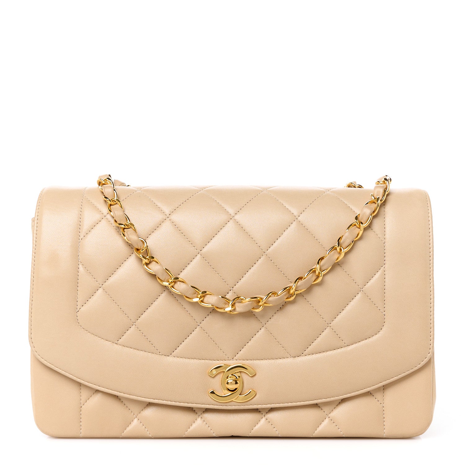 Chanel Lambskin Quilted Medium Single Flap Beige 1 of 12