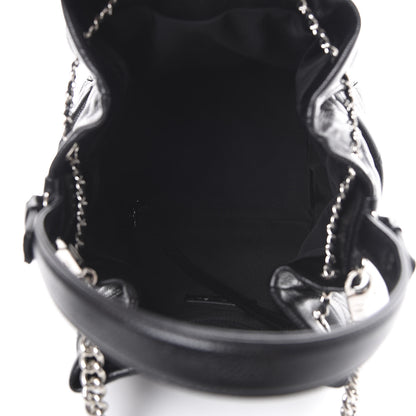 Chanel Grained Calfskin Quilted CC Chain Bucket Drawstring Bag Black 4 of 9