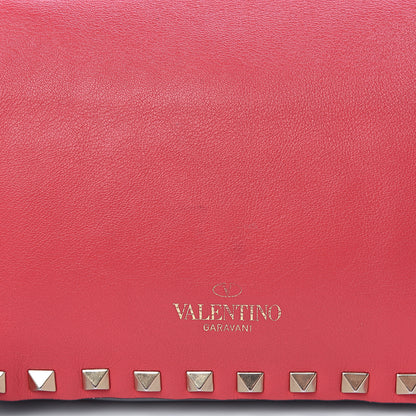 Valentino Garavani Vitello Colorblock Mini Rockstud Flap Saddle Crossbody Bag Deep Rose Green Grey Scarlet 9 of 15
