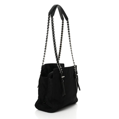 Prada Tessuto Nylon Acciaio Chain Shoulder Bag Black 3 of 12