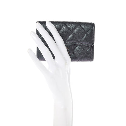 Chanel Iridescent Caviar Quilted Flap Card Holder Black 2 of 9