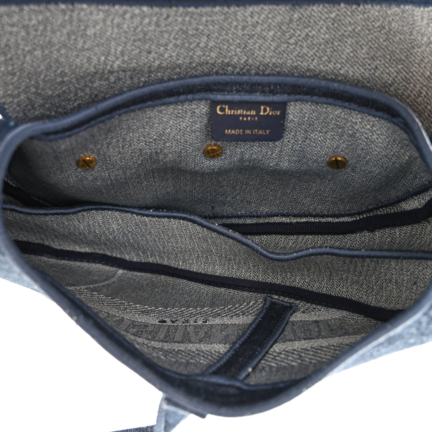 Christian Dior Denim Flowers Embroidered Saddle Bag Blue 5 of 10