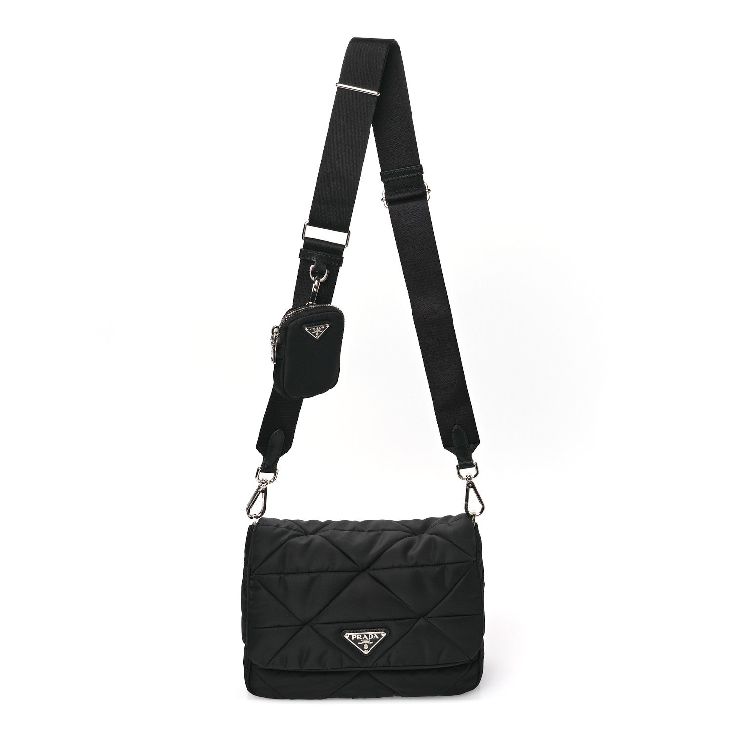 Prada Re-Nylon Quilted Padded Flap Shoulder Bag Black 1 of 12